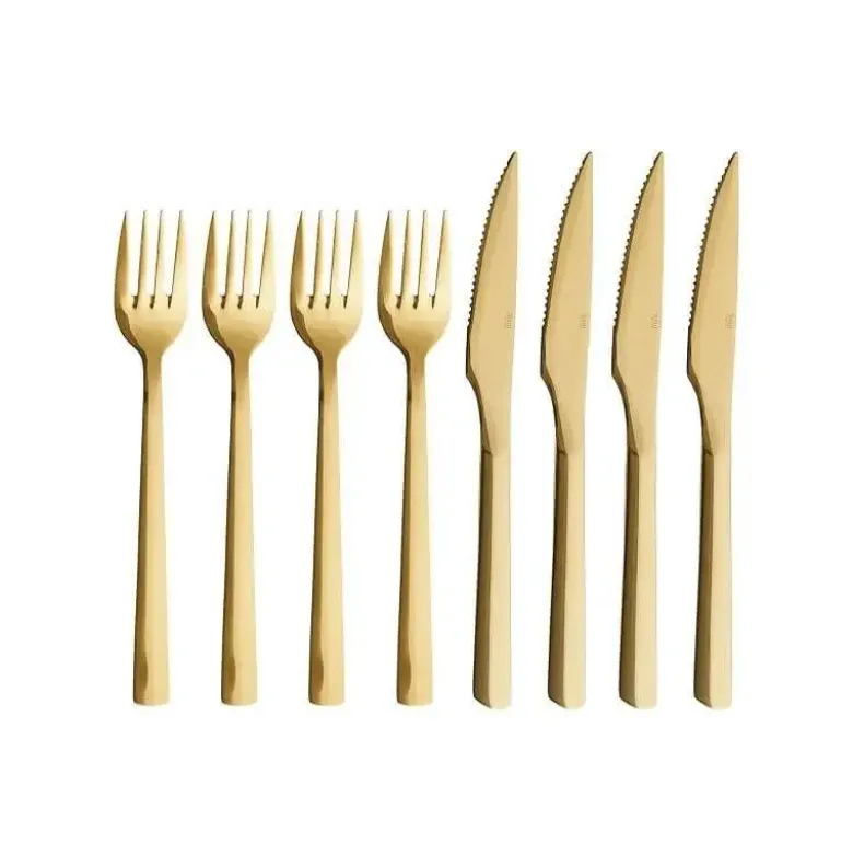 Aida RAW steaksæt guldfarvet 8 dele