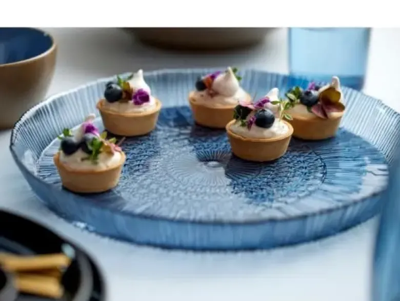 Bitz Kusintha Serveringsfad rundt blå