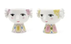 Bjørn Wiinblad Eva fyrfadsstage Ø6,5 cm 2 stk gul/lavendel