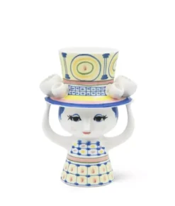 Bjørn Wiinblad vase Lady with hat vase blå H20,5 cm