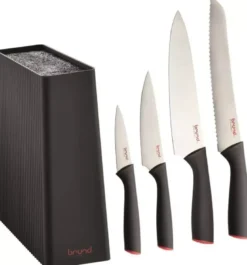 Brund by Scanpan knivblok m. knive 5 dele.
