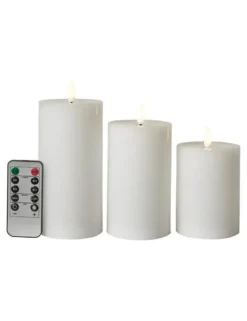 Conzept Electric LED bloklys 3D flamme 3-pak Hvid