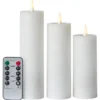 Conzept LED Bloklys i voks m. 3D flamme 3-pak Ø5 cm
