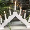 Conzept trappestage træ 3D flamme med timer hvid