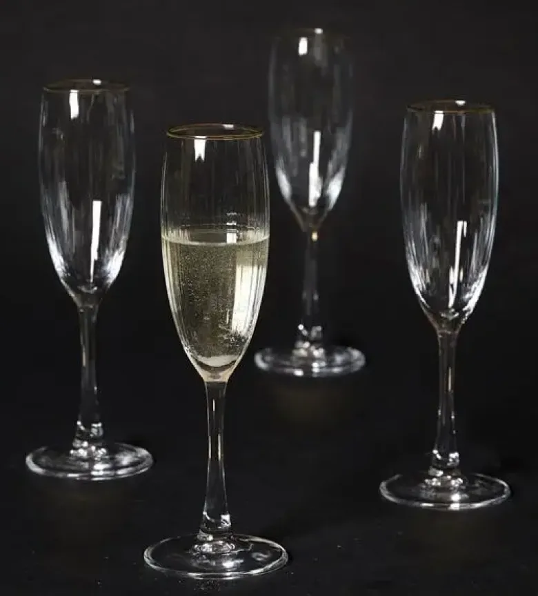 Da'core Champagneglas Rillet med guldkant 4 stk