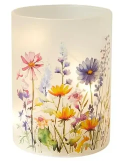Da'core Cylinderglas med 10 LED flora lilla/pink