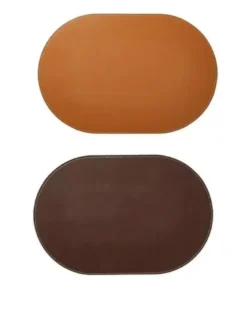 Da'core Dækkeserviet oval PU fake læder mørk brun/cognac vendbar