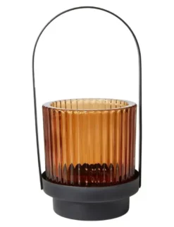 Da'core fyrfadsstage med hank metal glas ravfarve