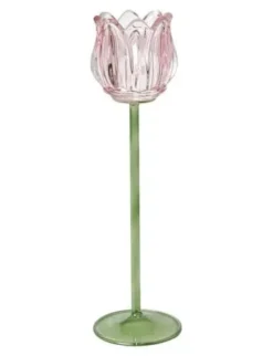 Da'core Fyrfadsstage Tulipan på stilk H22 cm rosa