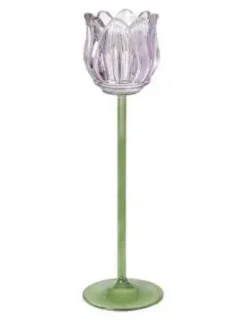 Da'core Fyrfadsstage Tulipan på stilk H27 cm lilla