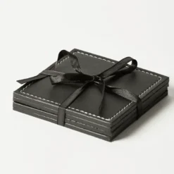 Da'Core Glasbrikker 10x10 cm Sort Læderlook – 4 stk