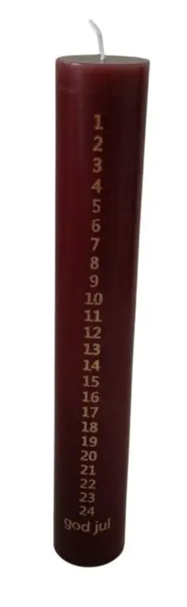 Dacore Kalenderlys Ø5 cm H25 cm guld print bordeaux