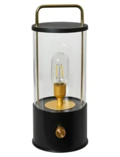 Da'core Lampe opladelig USB-C med messing drejeknap H26,5 cm