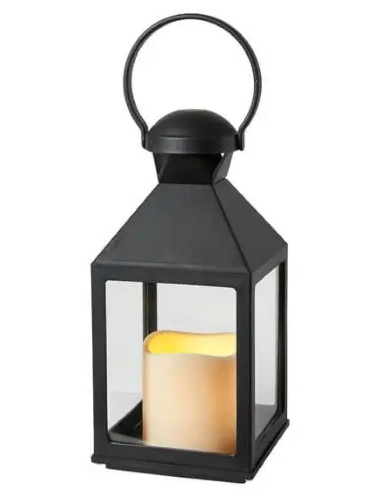 Da'core Lanterne med LED bloklys H22 cm. sort