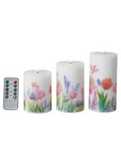 Da'core LED Bloklys blomster 3-pak