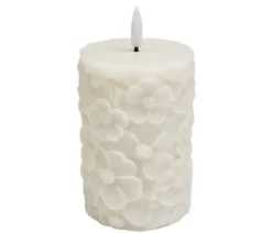 Da'core LED bloklys blomst H10 cm hvid
