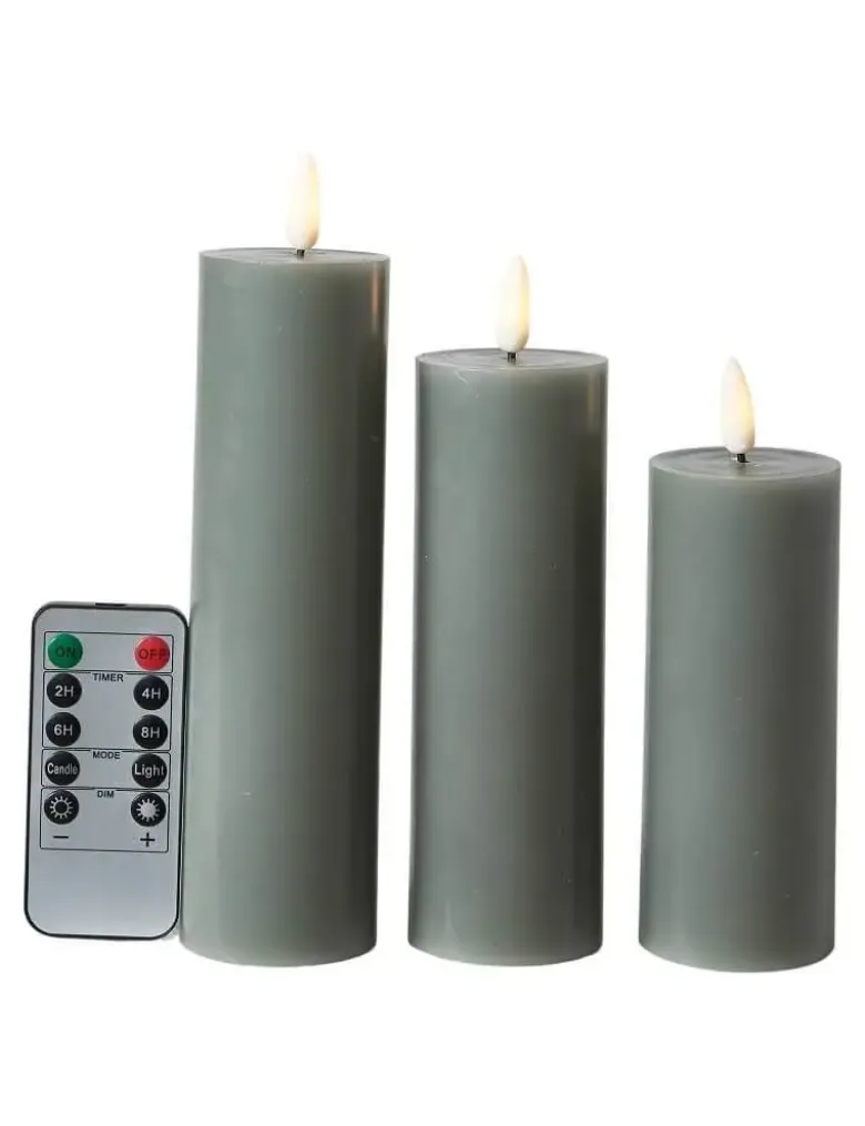 Da'core LED bloklys flad top 3-pak Mørk grøn