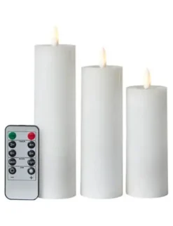 Da'core LED Bloklys med 3D flamme 3-pak hvid
