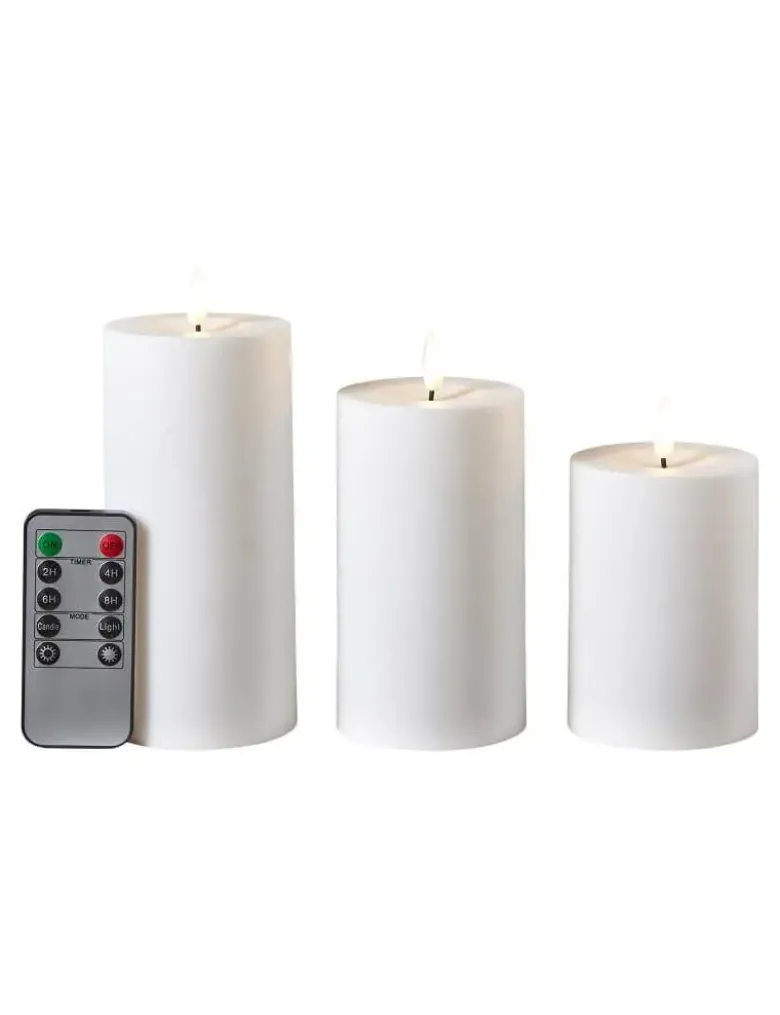 Da'Core LED bloklys 3-pak med 3D væge Hvid udendørs