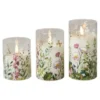 Da'core LED cylinder glas Blomst lilla 3 stk