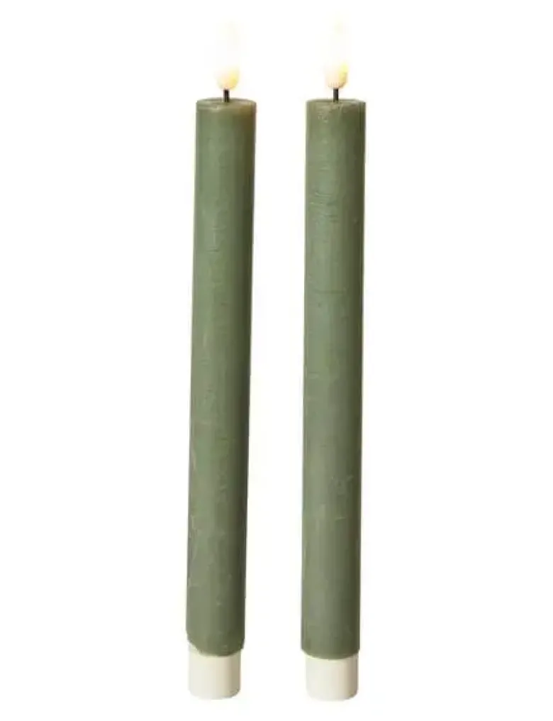 Da'core LED kronelys med 3D flamme 22 cm grøn 2-pak