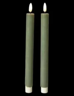 Da'core LED kronelys med 3D flamme 22 cm grøn 2-pak