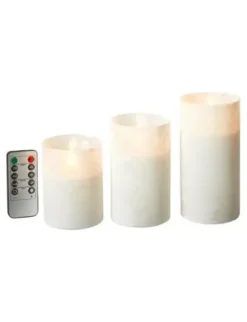 Da'core LED lys i glas med 3D flamme hvidt lys 3-pak