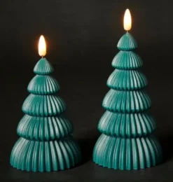 Da'core LED lys med 3D flamme juletræ grøn 2-pak