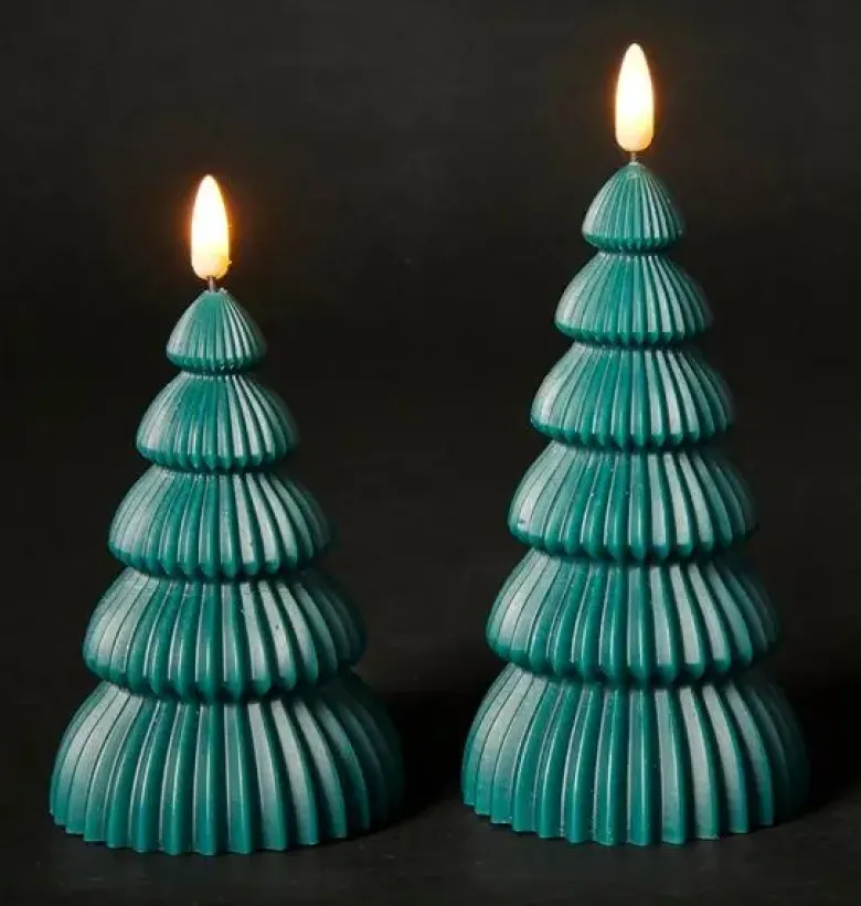 Da'core LED lys med 3D flamme juletræ grøn 2-pak