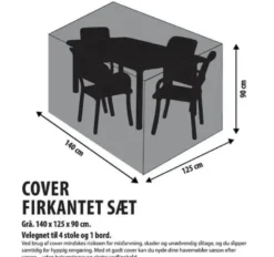 Da'core Overtræk rektangulært 140 cm grå