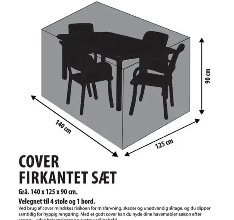 Da'core Overtræk rektangulært 140 cm grå