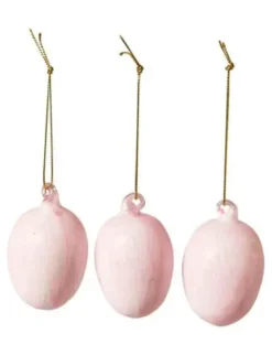 Da'core Påskeæg glas marmor rosa 3stk 7cm
