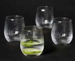 Da'core Vandglas Rillet med guldkant 35 cl. 4 stk
