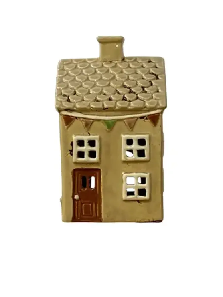 Det Gamle Apotek Keramikhus til fyrfadslys H21x12xW8cm brun