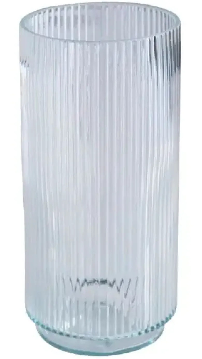 Flora vase rillet glas 12x25 cm klar
