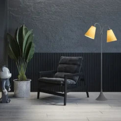 Fodgænger Gulvlampe grå m/ananasgule skærme