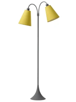 Fodgænger Gulvlampe grå m/sennepsgul skærme