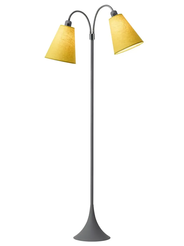 Fodgænger Gulvlampe grå m/sennepsgul skærme