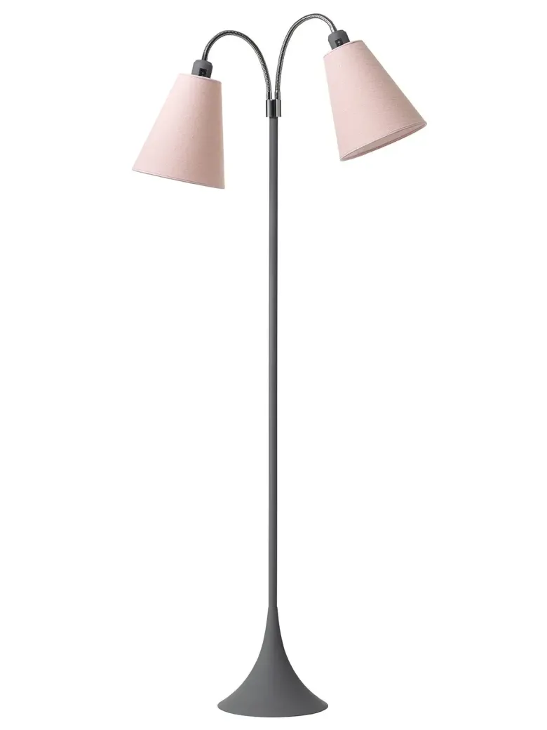 Fodgænger Gulvlampe grå m/støvet rosa skærme