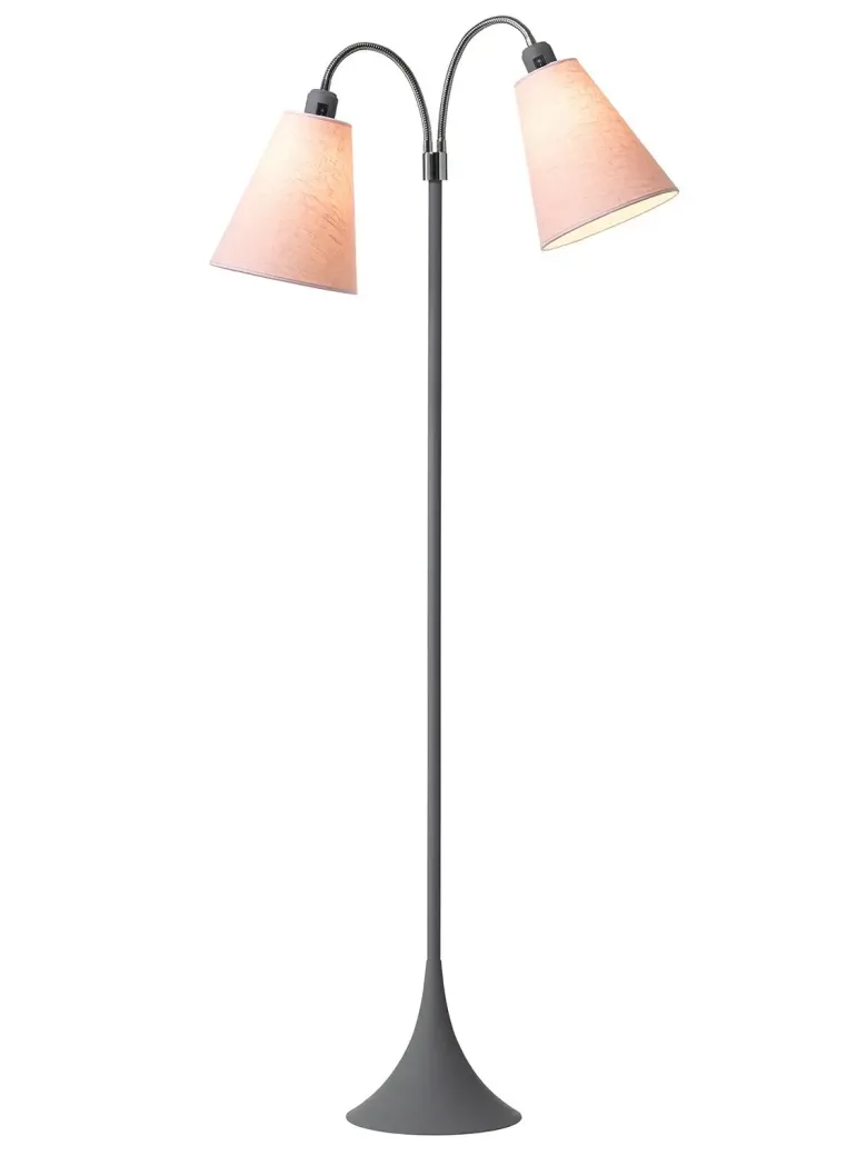 Fodgænger Gulvlampe grå m/støvet rosa skærme