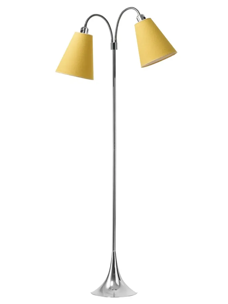 Fodgænger Gulvlampe krom m/ananasgule skærme