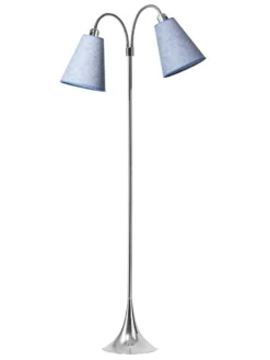 Fodgænger Gulvlampe krom m/blå nistret skærme