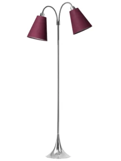 Fodgænger Gulvlampe krom m/blommefarvet skærme