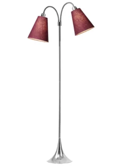 Fodgænger Gulvlampe krom m/blommefarvet skærme