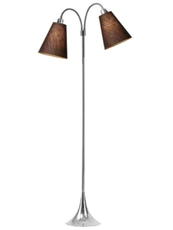 Fodgænger Gulvlampe krom m/brune skærme