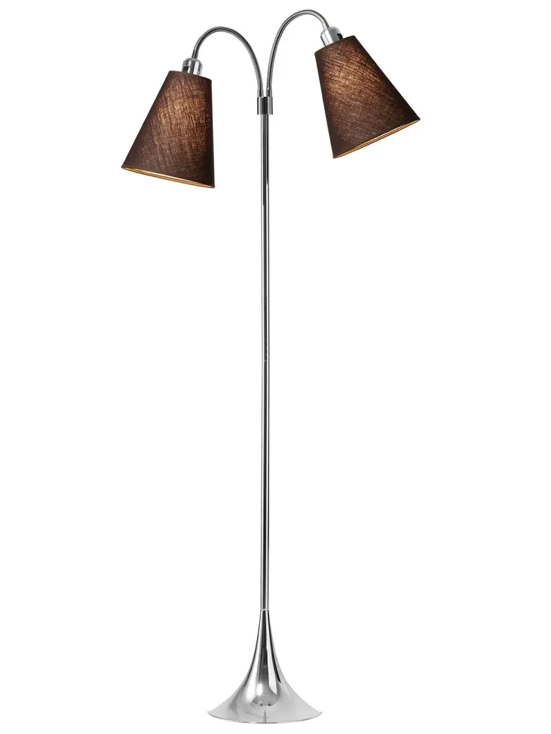 Fodgænger Gulvlampe krom m/brune skærme