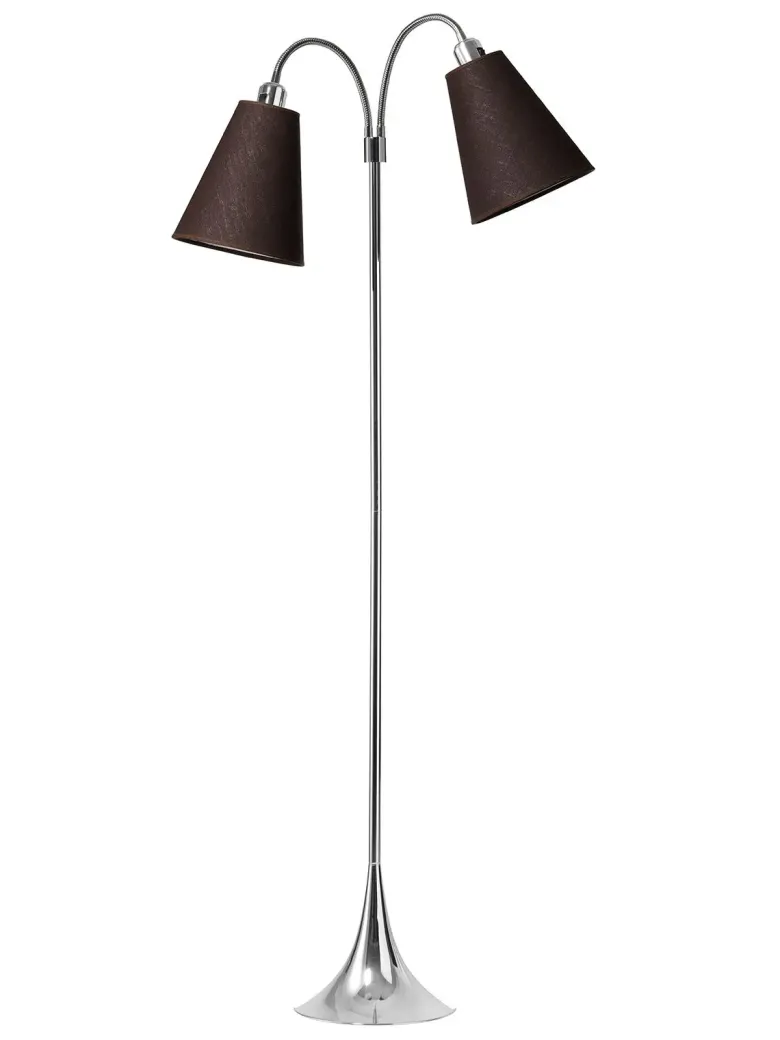 Fodgænger Gulvlampe krom m/brune skærme