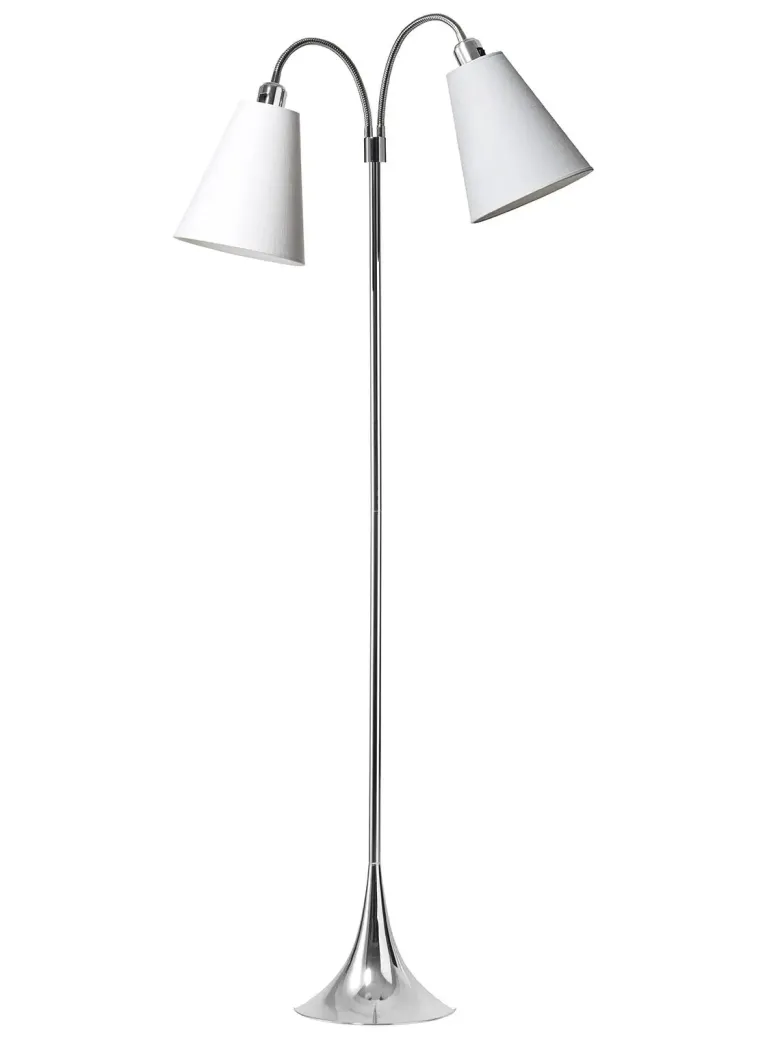 Fodgænger Gulvlampe krom m/hvide skærme