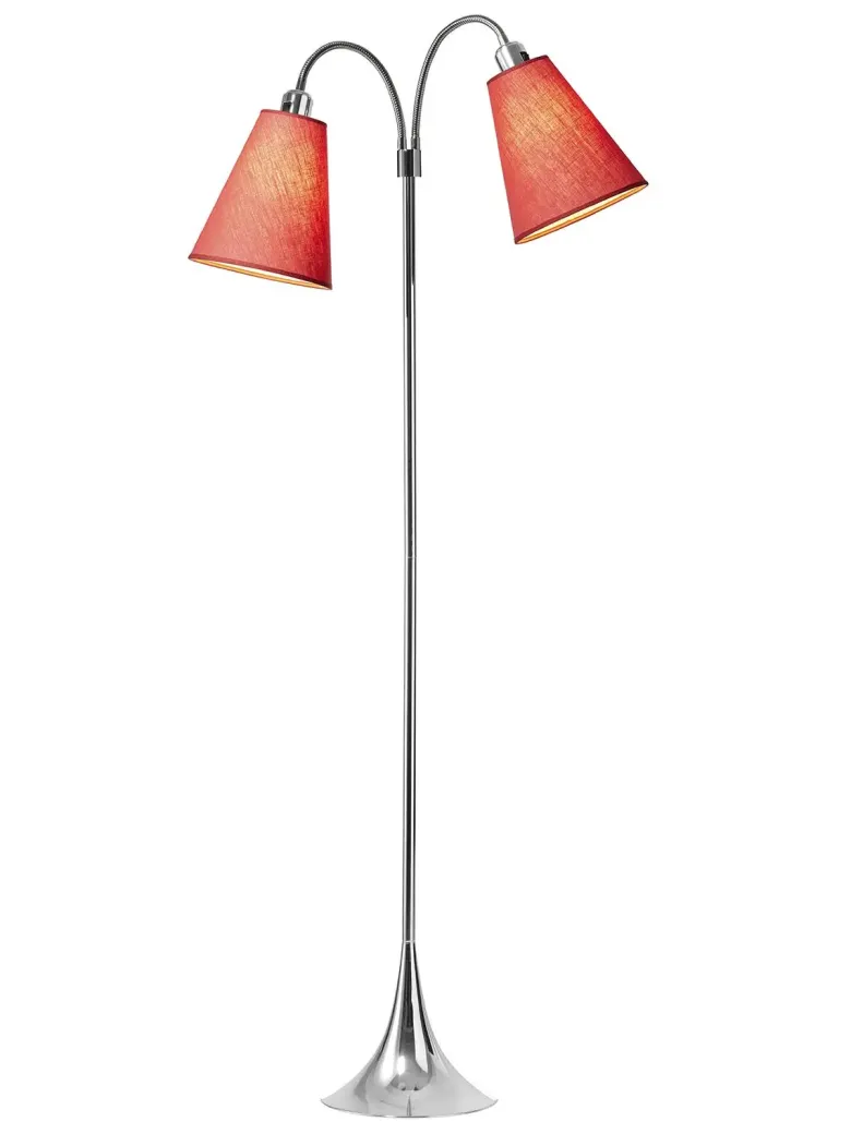 Fodgænger Gulvlampe krom m/koral skærme