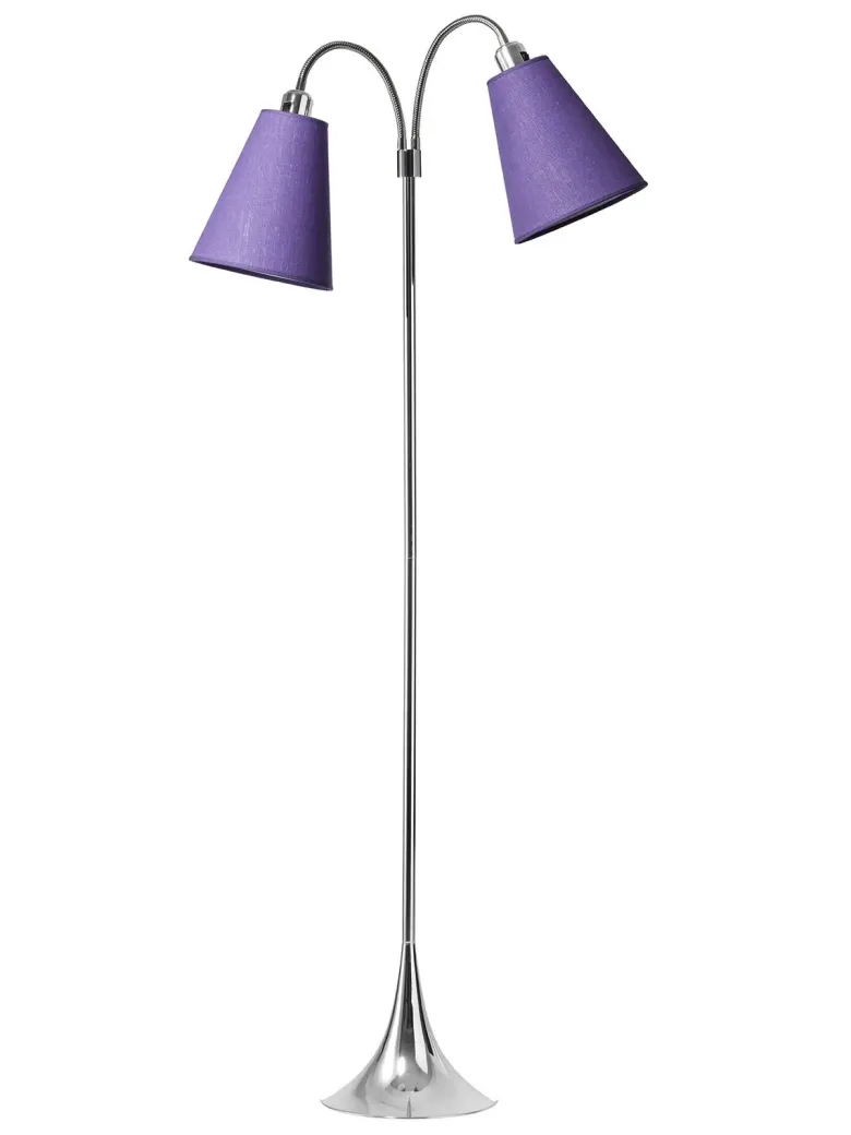 Fodgænger Gulvlampe krom m/lilla skærme